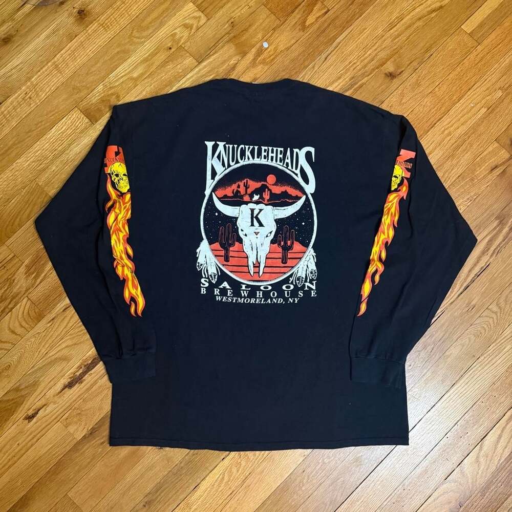 Gildan Knuckleheads Brewhouse Flame Long Sleeve T-Shirt Black XL